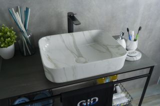 Раковина Gid Mnc190 54426 накладная под камень глянцевая 50x39x13